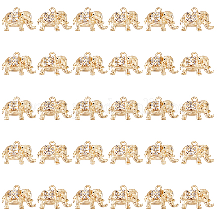 SUPERFINDINGS 30pcs Elephant Charms Light Gold Rhinestone Charms Alloy Tinny Animal Pendant Micro Pave Cubic Zirconia Charms for Necklace Bracelet Jewelry Making PALLOY-FH0001-81-1
