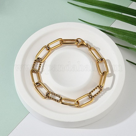 Ионное покрытие (ip) 304 нержавеющая сталь скрепки цепочка браслеты BJEW-F412-02G-1