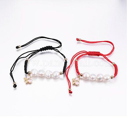 Bracelets réglables de perles tressées avec cordon en nylon SJEW-H488-15-1
