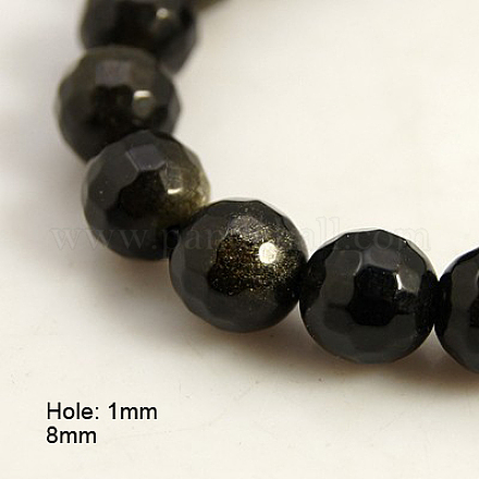 Naturale lucentezza dorata perle di ossidiana fili G-D136-8mm-10-1