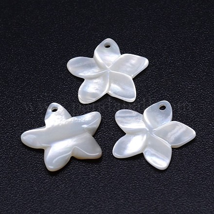 Flower Natural White Shell Pendants SSHEL-P004-21-1