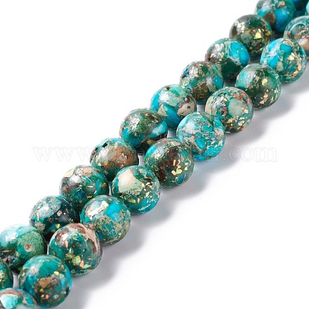 Brins de perles de jaspe impérial naturel et d'opale synthétique assemblés G-K317-A26-01-1