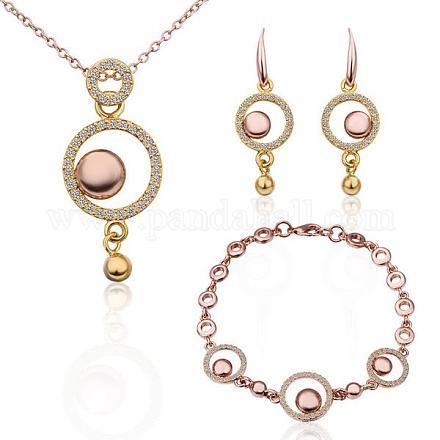 Real Gold & Rose Gold PlatedEco-Friendly Tin Alloy Czech Rhinestone Party Jewelry Sets SJEW-BB11001-02-1