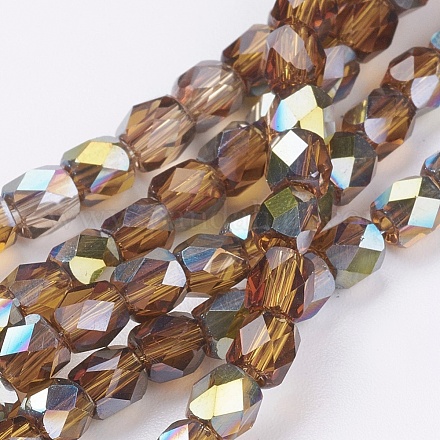 Faceted Cube Electroplate Glass Beads Strands X-EGLA-F001-C02-1