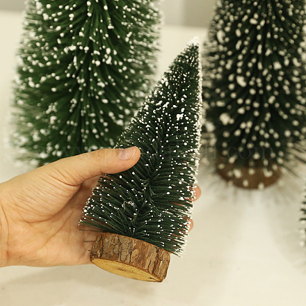 デスクトップのクリスマスツリーの装飾  フロッキングと混合素材  濃い緑  15x6cm AJEW-K022-P02-1