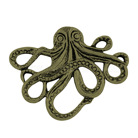 Tibetan Style Alloy Octopus Cabochons TIBEP-A15656-AB-NR-1