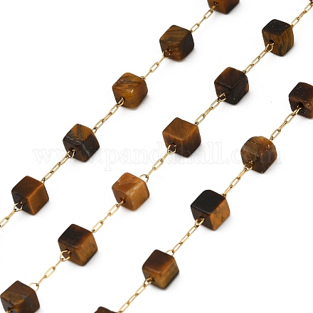 Цепи из кубических звеньев с бусинами из нержавеющей стали 304 CHS-B011-02G-04-1