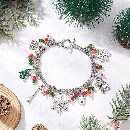 Рождественская серия сплав эмалированные браслеты с подвесками BJEW-TA00662-1