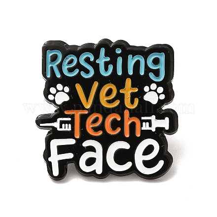 Pasador de esmalte de cara de tecnología veterinaria de descanso de palabras JEWB-I022-06C-1