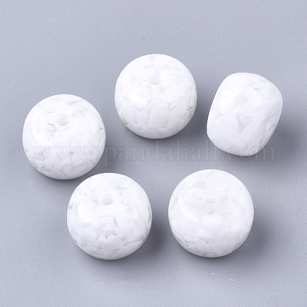 樹脂ビーズ  天然石風チップスタイル  ロンデル  ホワイト  12x8mm  穴：1.8mm RESI-T024-19I-1