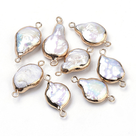 Connecteurs de liens de perles keshi perle baroque naturelle plaquée PEAR-S012-01-1