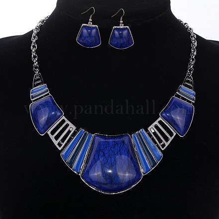 Комплекты из трапециевидных ожерелий и висячих серег из сплава смолы FS-WG8D8C4-01-1