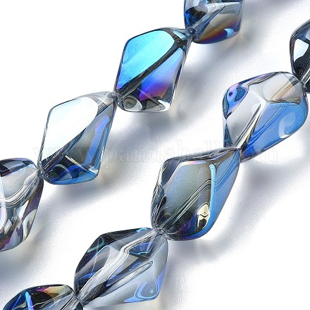 Fils de perles de verre transparentes plaquées demi-arc-en-ciel EGLA-E060-01A-HR01-1