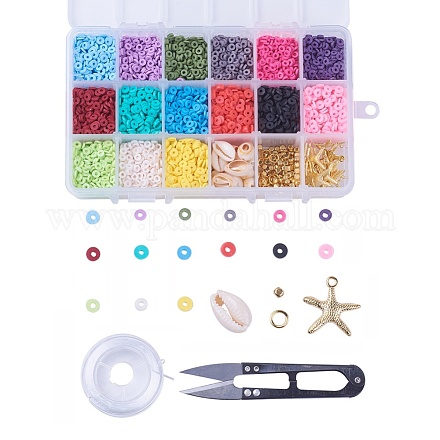 15 couleurs de perles d'argile polymère faites à la main écologiques DIY-JP0005-47-4mm-1