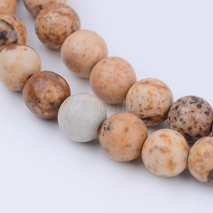 Chapelets de perles en jaspe avec images naturelles X-G-Q462-8mm-35-1