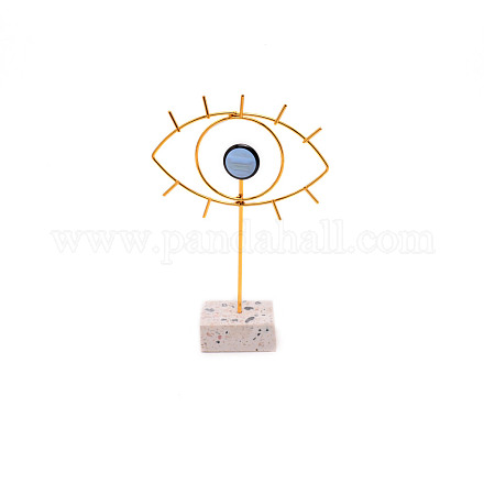Adorno de escritorio mal de ojo azul turco de hierro y resina AJEW-WH0258-114B-1