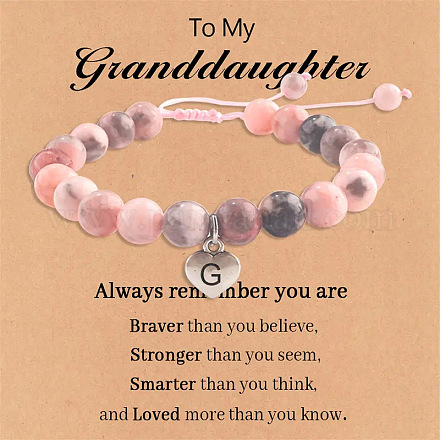 Браслеты из натуральной розовой зебровой яшмы с круглыми бусинами и эластичными бусинами WGC8311-07-1