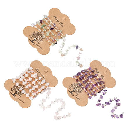 SuperZubehör 3 Strang handgefertigte Edelstein-Chips-Perlenketten für die Herstellung von Halsketten-Armbändern AJEW-FH0002-09-1