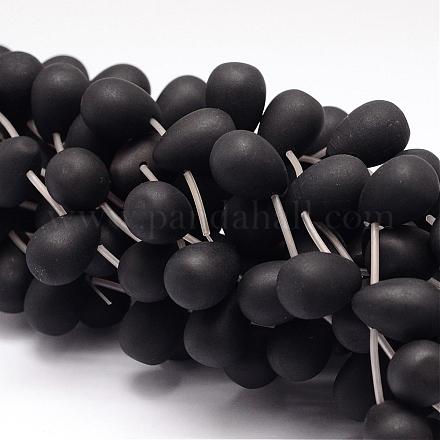 Naturelles brazil perles en pierre noire brins G-UK0020-04-1