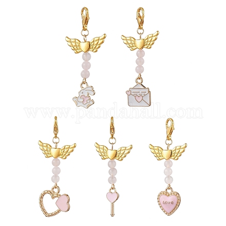 Подвеска из сплава с эмалью ко Дню святого Валентина HJEW-JM02028-01-1