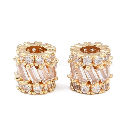 Колонна латунные микропаве прозрачные кубические цирконии европейские бусины KK-C142-09LG-1