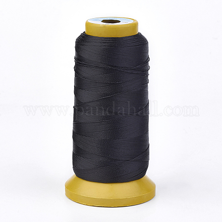 ポリエステル糸  カスタム織りジュエリー作りのために  ブラック  1mm  約230m /ロール NWIR-K023-1mm-14-1