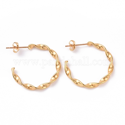 Серьги-гвоздики волнообразной формы из нержавеющей стали 201 со штифтами из нержавеющей стали 304 EJEW-G298-03G-1