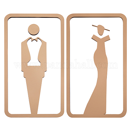 GORGECRAFT 2PCS Toilet Door Sign Restroom Identification Signs for Ladies and Gentlemen Male and Female Washroom WC Sign No Drilling Self Adhesive Wall Stickers Symbol for Business Restaurant AJEW-GF0007-61B-1