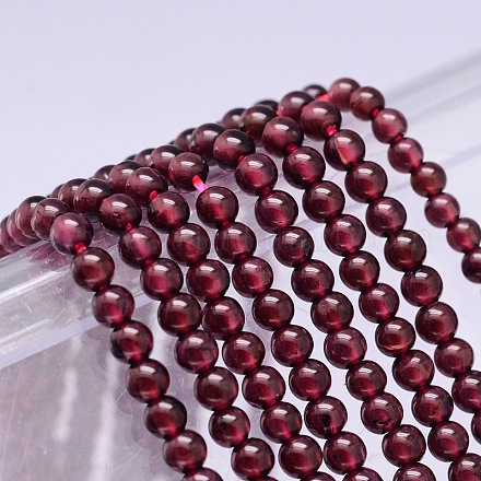 Brins de perles rondes en grenat naturel de qualité a G-E300-A-3mm-1