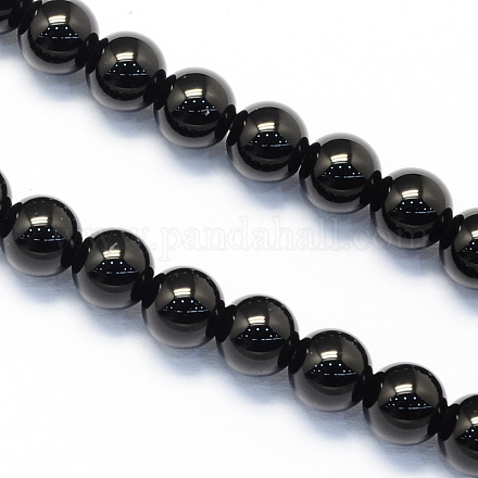 Hebras redondas de cuentas de piedra de ónix negro natural X-G-S119-8mm-1
