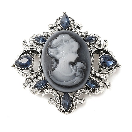 Брошь в виде ромба из ретро-сплава со стразами JEWB-B022-01AS-02-1