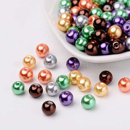 Halloween mix nacrées verre perles de nacre HY-X006-8mm-07-1