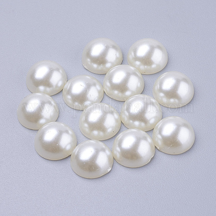 10MM Half Round Imitated Pearl Acrylic Cabochons Fit Phone Decoration X-OACR-H001-1