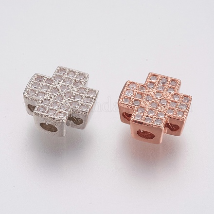 Perle ecologiche in ottone micro pavé di zirconi ZIRC-F083-083-RS-1