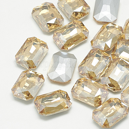 Cabujones de cristal con rhinestone RGLA-T079-10x14mm-06-1