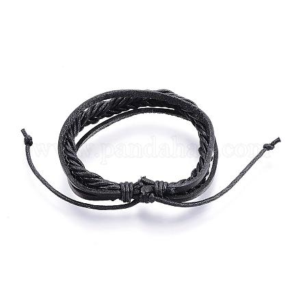 Bracelets ajustables de multi-brins avec cordon de cuir BJEW-P099-01-1