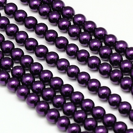 Umweltfreundliche runde Perlenstränge aus gefärbtem Glasperlen HY-A002-6mm-RB099-1