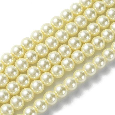 Brins de perles rondes en verre teinté écologique HY-A002-6mm-RB003-1