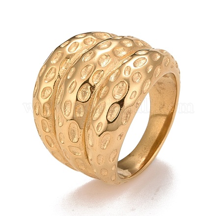 Chapado en iones (ip) 304 anillo de dedo grueso texturizado de acero inoxidable para hombres y mujeres RJEW-B040-08G-1