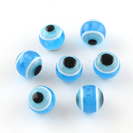 Redondas abalorios de resina mal de ojo RESI-R159-10mm-10-1