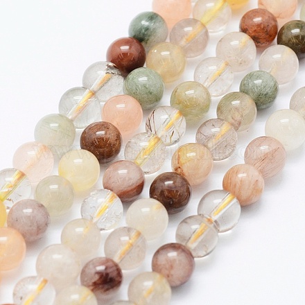Chapelets de perles en quartz de rutile naturel G-E469-16-6mm-1