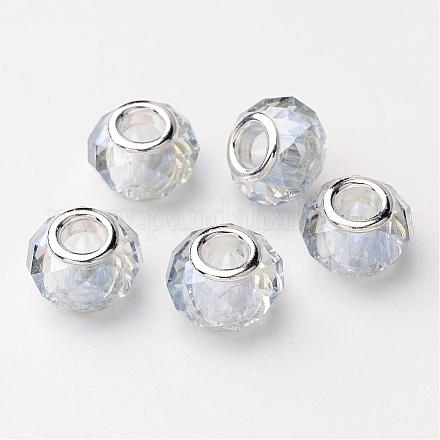 Half Plated Faceted Glass European Rondelle Beads Fit European Bracelets DIY X-GPDL-H005-5-1