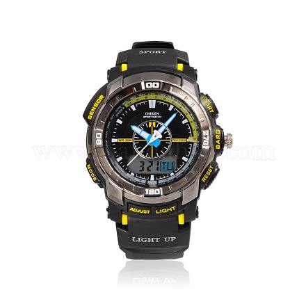 Ohsenブランドのメンズシリコンスポーツの腕時計  高品質30防水ステンレス製のデジタル時計メートル  ブラック  260x21mm  ウォッチヘッド：56x51x17mm  ウオッチフェス：34x34mm WACH-N002-22-1