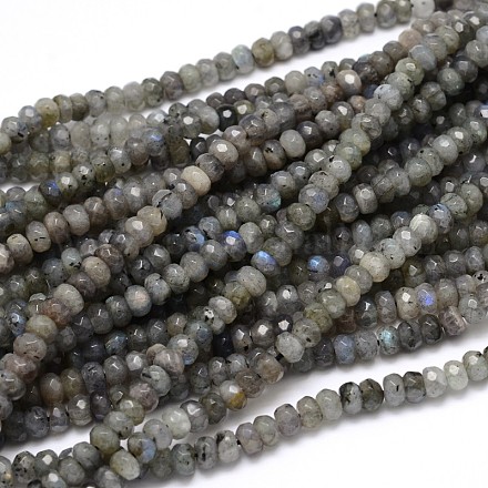 Brins de perles rondelles naturelles en labradorite G-O095-05-B-1