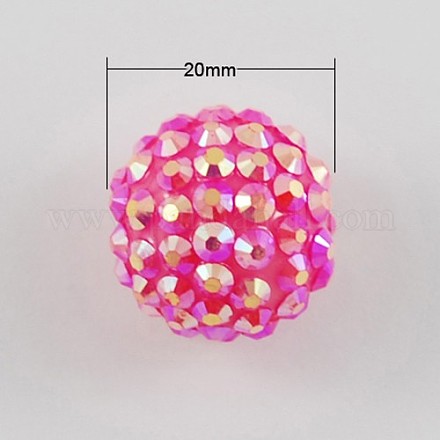 Couleur ab chunky perles rondes strass résine bubblegum à billes X-RESI-S256-20mm-SAB6-1
