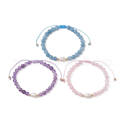 Браслеты из бусин из натуральных смешанных драгоценных камней и жемчуга BJEW-JB09719-1