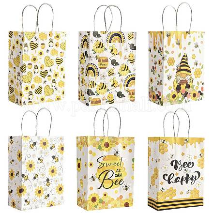 12 шт. 6-х цветные прямоугольные бумажные пакеты с пчелиной тематикой CARB-FS0001-08-1