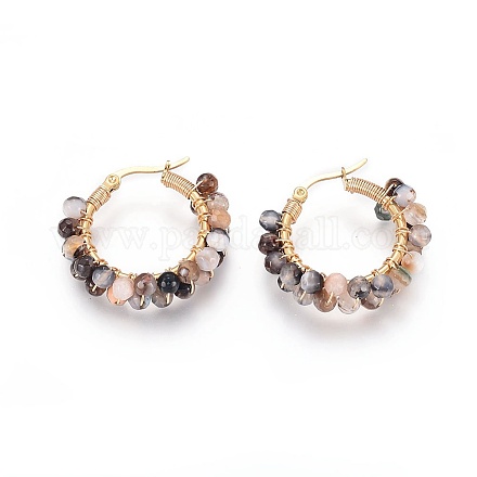 Серьги-кольца из нержавеющей стали 304 EJEW-F240-03G-02-1