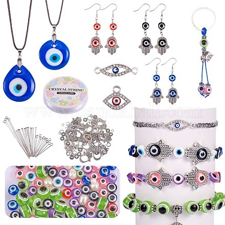 Kits de fabricación de conjuntos de joyas de mal de ojo diy DIY-SZ0007-79-1