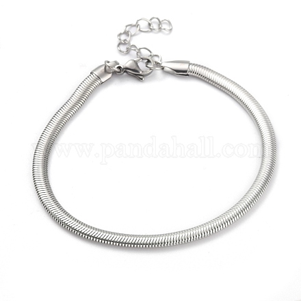 304 bracelets chaîne serpent plat en acier inoxydable BJEW-O186-06B-P-1